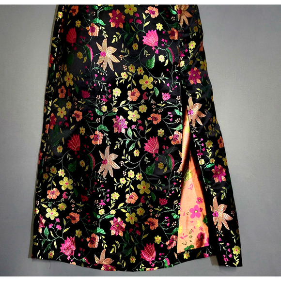 Lulus Dress Womens M Black Embroidered Floral Brocade Strapless Midi Formal New - Picture 5 of 16